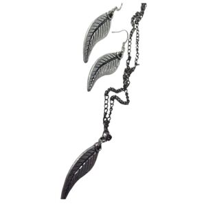 Boho Chic Leaf Necklace & Earrings Set NEW